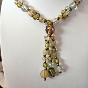 Vintage Glass Double Strand Necklace with Wedding Glass Bead